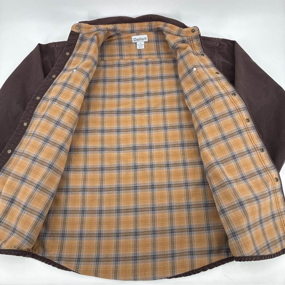 Vintage Carhartt Shirt Jacket Men Medium Brown Duck Canvas Flannel Lined S96DKB - Picture 9 of 15